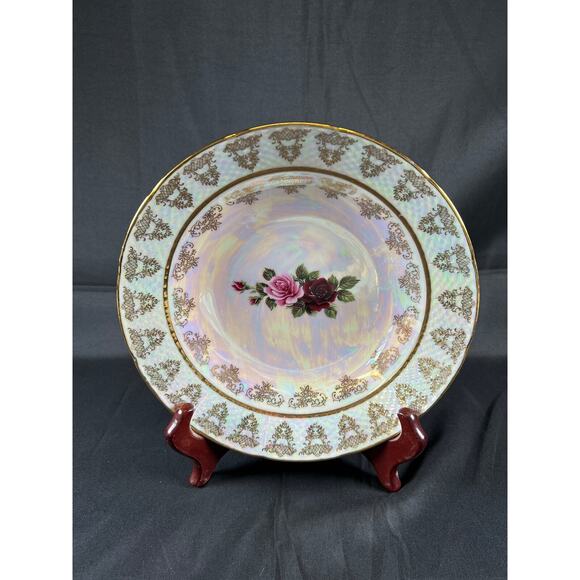 4X Fine China/Bohemian Porcelain Formalities Roses Plate Set Iridescent vintage - Picture 6 of 15